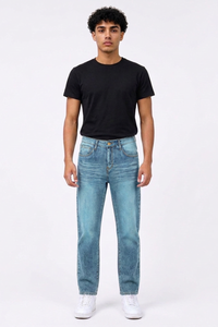 Men's Vintage Wash Slim-Fit Straight Leg Jeans