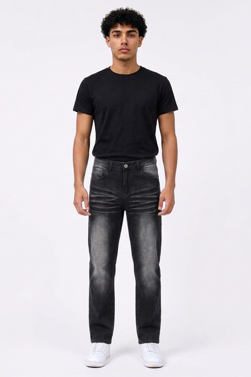 Men's Vintage Wash Slim-Fit Straight Leg Jeans