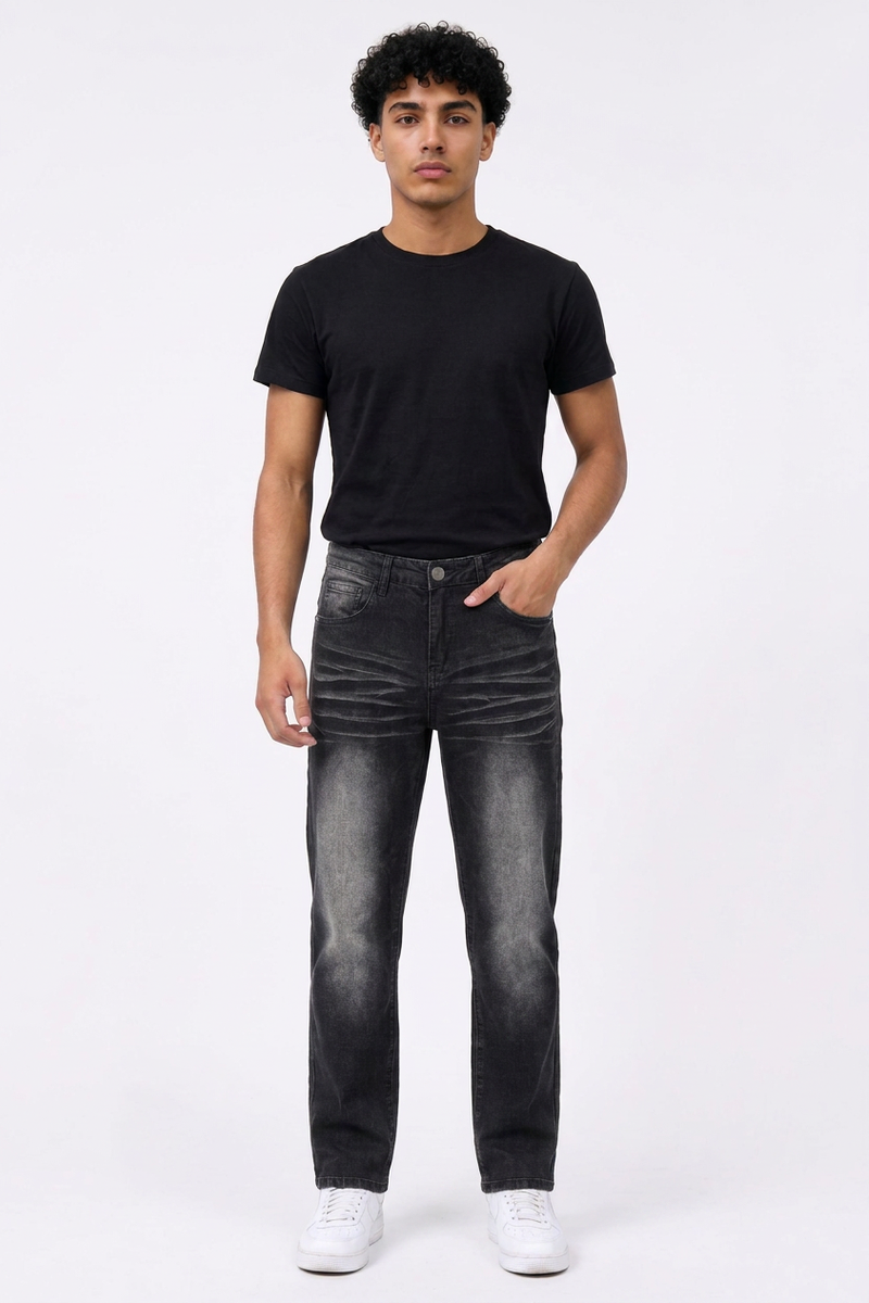 Men's Vintage Wash Slim-Fit Straight Leg Jeans