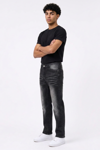 Men's Vintage Wash Slim-Fit Straight Leg Jeans