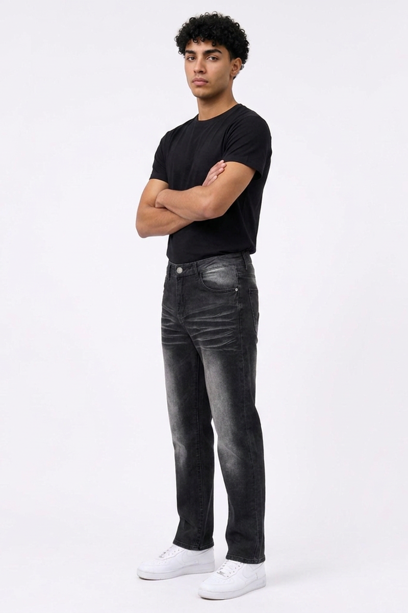 Men's Vintage Wash Slim-Fit Straight Leg Jeans