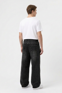 Men's Casual Loose Wide Leg Drawstring Jeans