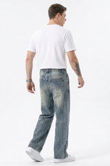 Men's Relaxed Fit Wide Leg Drawstring Jeans