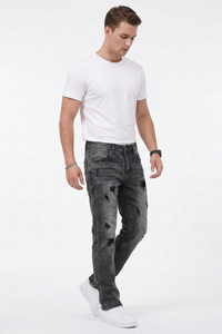 Men's Casual Rip Detail Slim Straight Jeans