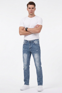 Men's Casual Rip Detail Slim Straight Jeans