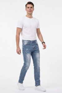 Men's Casual Rip Detail Slim Straight Jeans