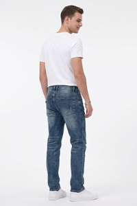 Men's Casual Rip Detail Slim Straight Jeans