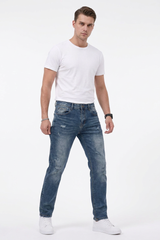 Men's Casual Rip Detail Slim Straight Jeans