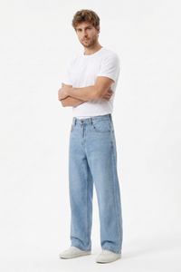 Men's 100% Cotton Relaxed Fit Wide Leg Jeans