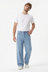 Men's 100% Cotton Relaxed Fit Wide Leg Jeans