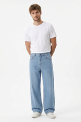 Men's 100% Cotton Relaxed Fit Wide Leg Jeans
