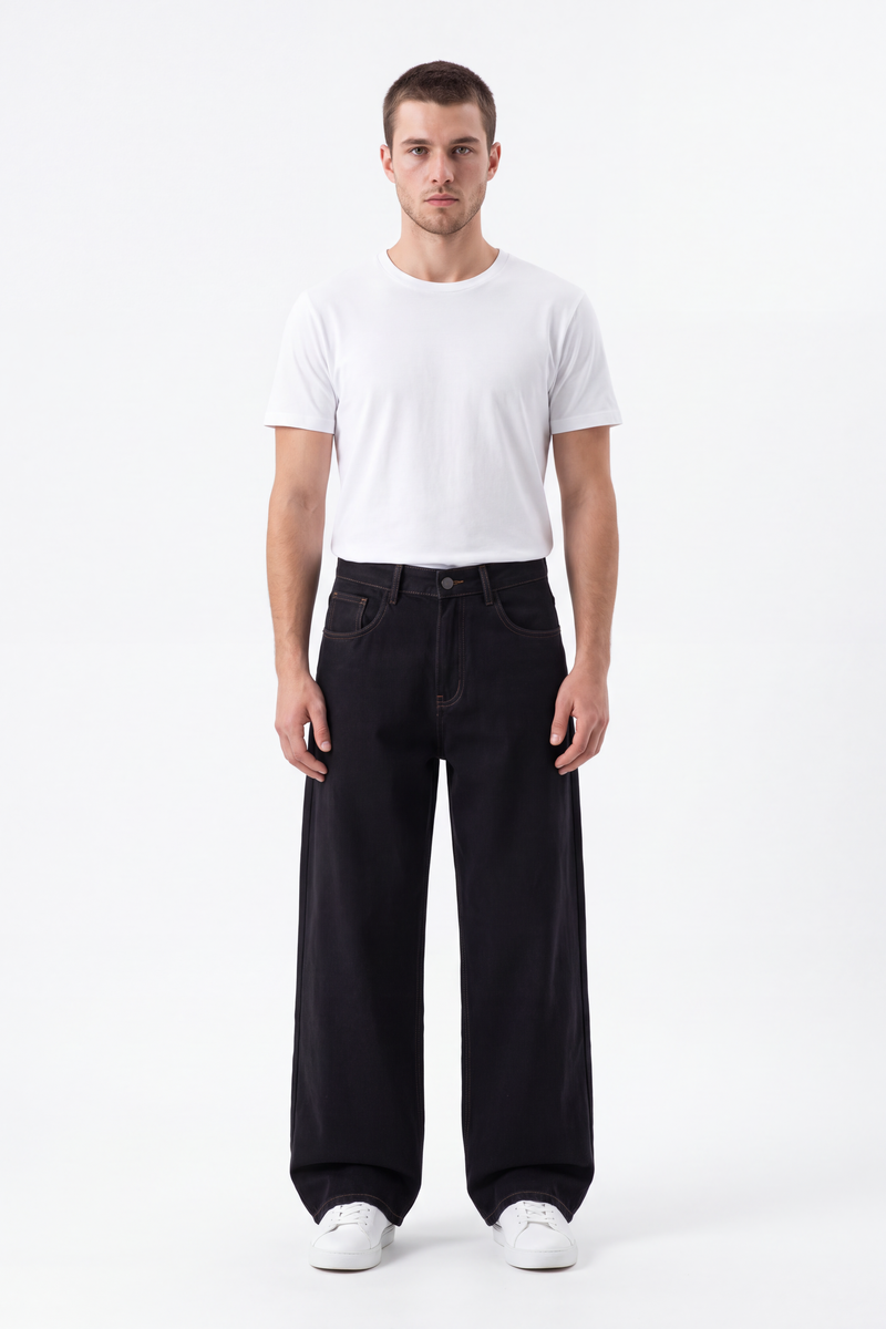Men's Fall Vintage Light-Wash Baggy Wide-Leg Jeans