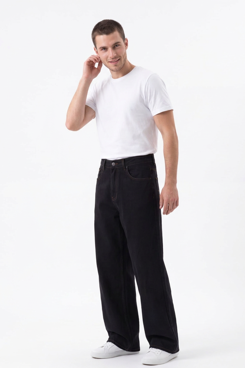 Men's Fall Vintage Light-Wash Baggy Wide-Leg Jeans