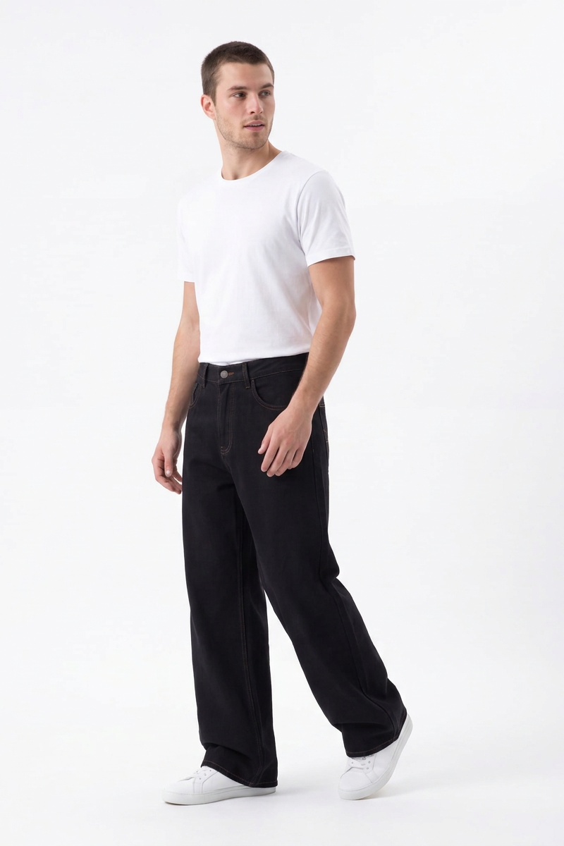 Men's Fall Vintage Light-Wash Baggy Wide-Leg Jeans