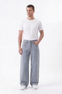 Men's Fall Vintage Light-Wash Baggy Wide-Leg Jeans