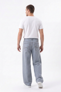 Men's Fall Vintage Light-Wash Baggy Wide-Leg Jeans