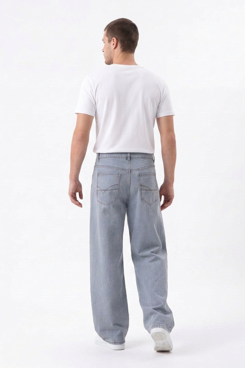 Men's Fall Vintage Light-Wash Baggy Wide-Leg Jeans