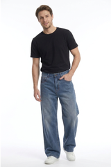 Men's Vintage Washed Relaxed Straight-Leg Jeans
