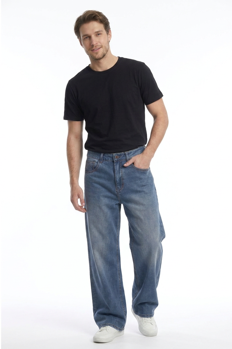 Men's Vintage Washed Relaxed Straight-Leg Jeans