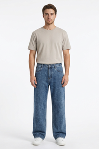 Men's Fall 100% Cotton Vintage Straight Leg Jeans