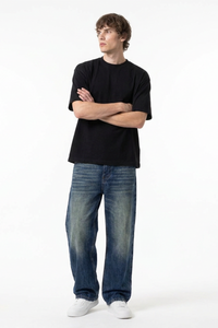 Men's Classic Blue Wash High Waist Straight Leg Jeans