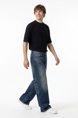 Men's Classic Blue Wash High Waist Straight Leg Jeans