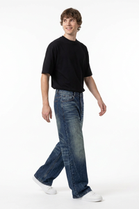 Men's Classic Blue Wash High Waist Straight Leg Jeans