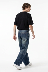 Men's Classic Blue Wash High Waist Straight Leg Jeans