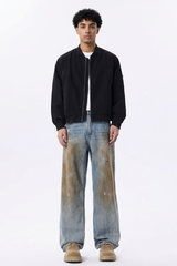 Men's  100% Cotton Dirty Wash Relaxed Straight Leg Jeans