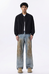 Men's  100% Cotton Dirty Wash Relaxed Straight Leg Jeans