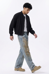 Men's  100% Cotton Dirty Wash Relaxed Straight Leg Jeans