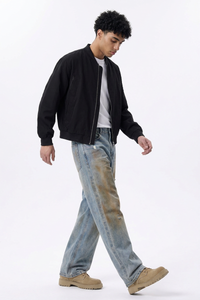 Men's  100% Cotton Dirty Wash Relaxed Straight Leg Jeans