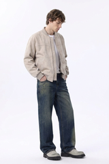 Men's 100% Cotton Vintage Wash Straight Leg Jeans