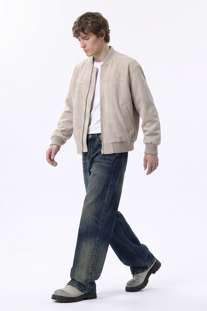 Men's 100% Cotton Vintage Wash Straight Leg Jeans