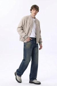 Men's 100% Cotton Vintage Wash Straight Leg Jeans