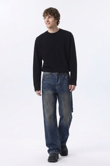 Men's 100% Cotton Dirty Wash Straight Leg Jeans
