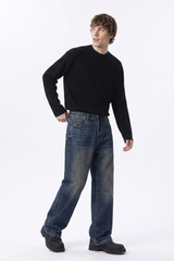 Men's 100% Cotton Dirty Wash Straight Leg Jeans