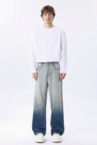 Men's  100% Cotton Gradient Washed Straight Leg Jeans