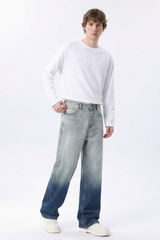 Men's  100% Cotton Gradient Washed Straight Leg Jeans
