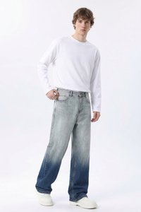 Men's  100% Cotton Gradient Washed Straight Leg Jeans