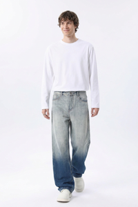 Men's  100% Cotton Gradient Washed Straight Leg Jeans