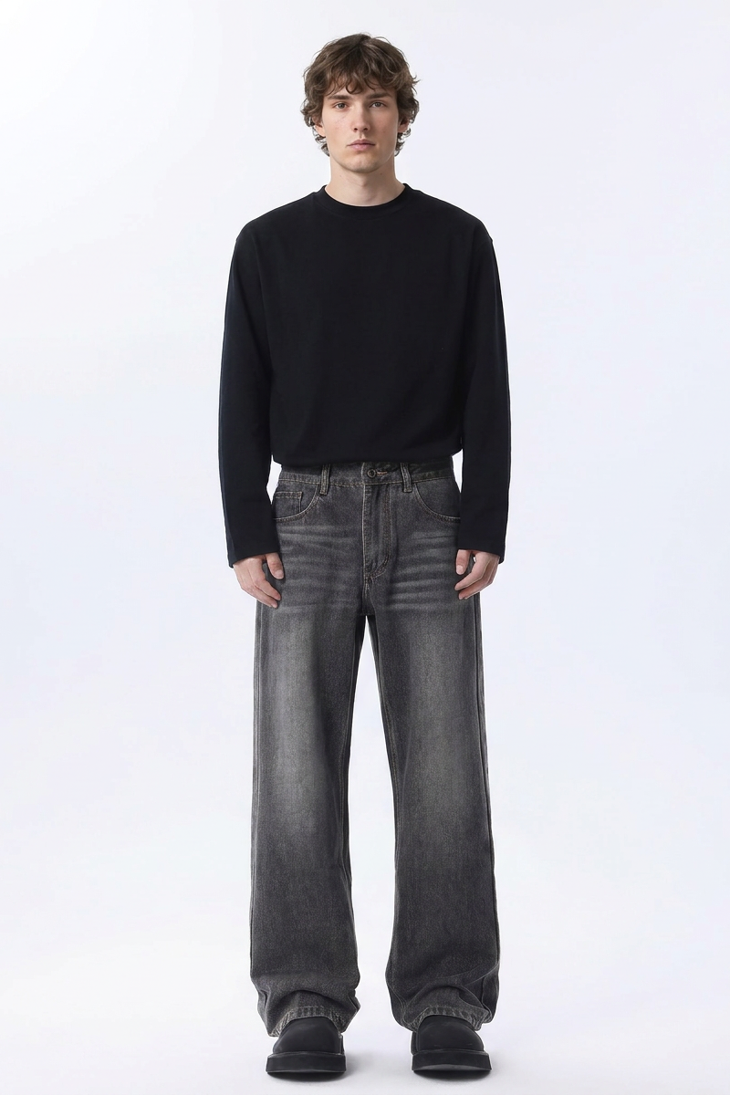 Men's Fall Vintage Distressed Relaxed Straight Leg Jeans