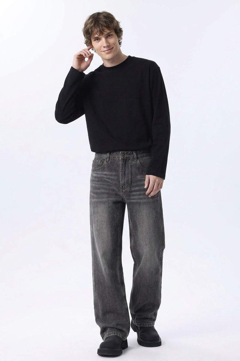 Men's Fall Vintage Distressed Relaxed Straight Leg Jeans