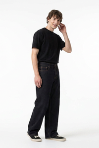 Men's Raw Black Relaxed Straight Leg Jeans