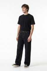 Men's Raw Black Relaxed Straight Leg Jeans