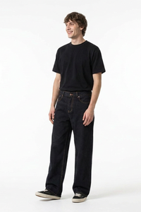 Men's Raw Black Relaxed Straight Leg Jeans