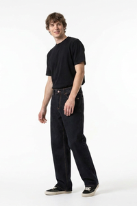 Men's Raw Black Relaxed Straight Leg Jeans