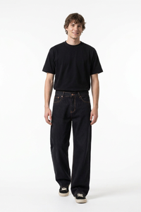 Men's Raw Black Relaxed Straight Leg Jeans