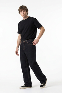 Men's Raw Black Relaxed Straight Leg Jeans