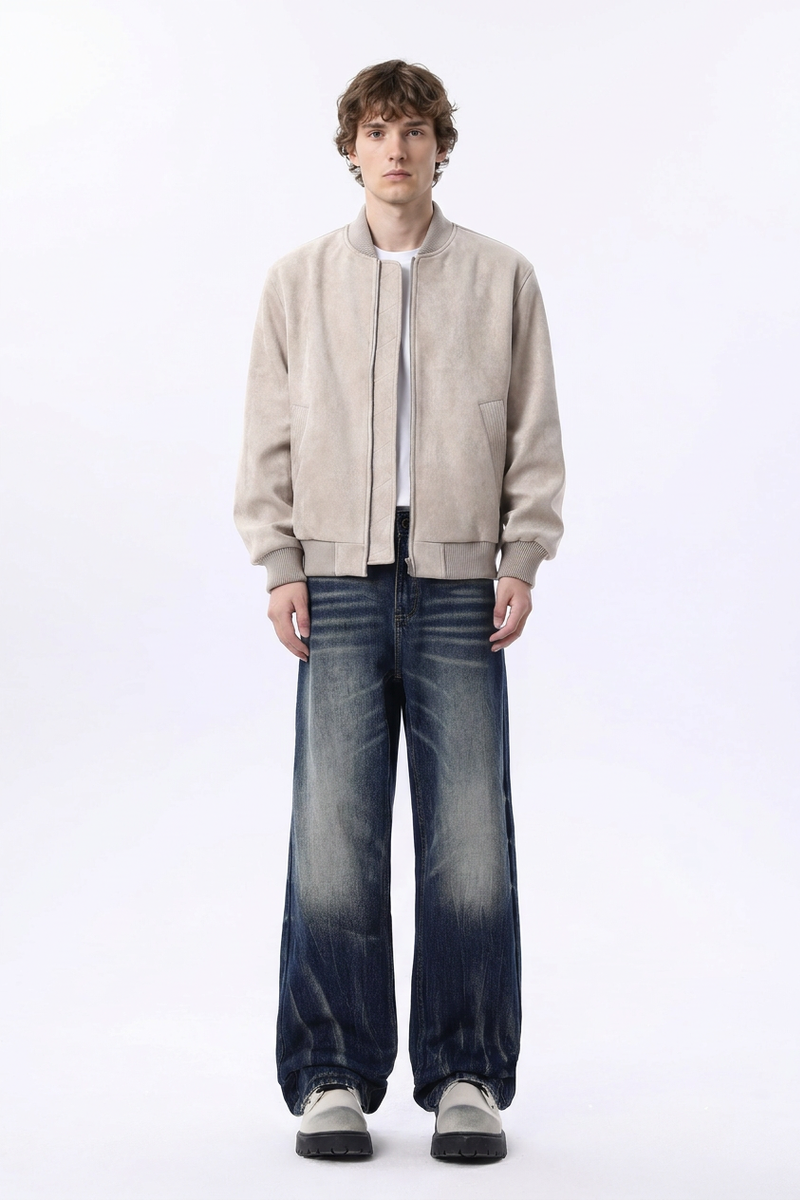 Men's Fall Heavy Washed Straight Leg Jeans